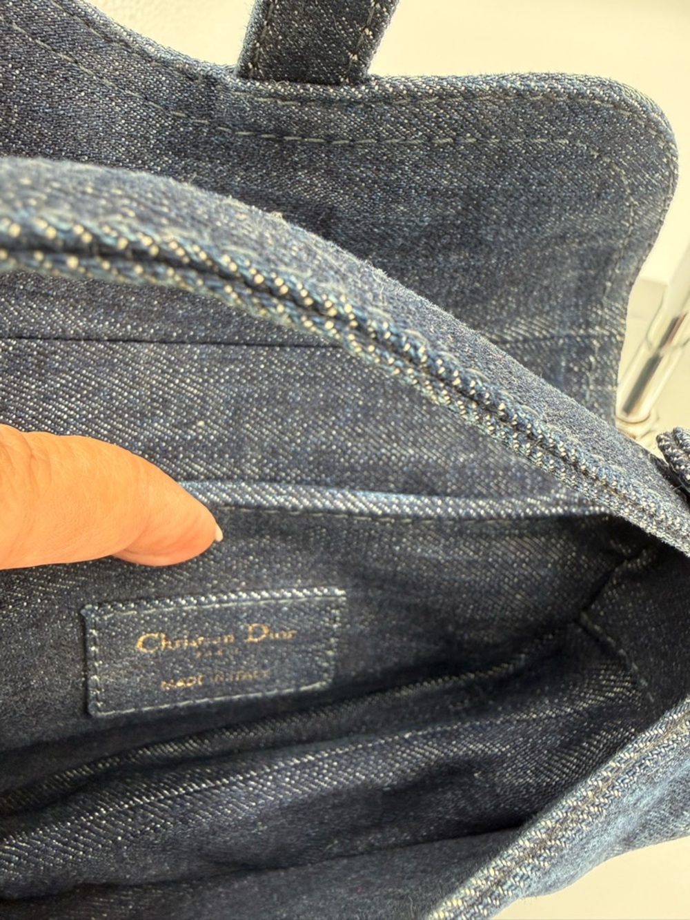 Dior Navy Denim Tie Dyed Saddle Mini Bag with Gold D Charm and Strap - Picture 11 of 16